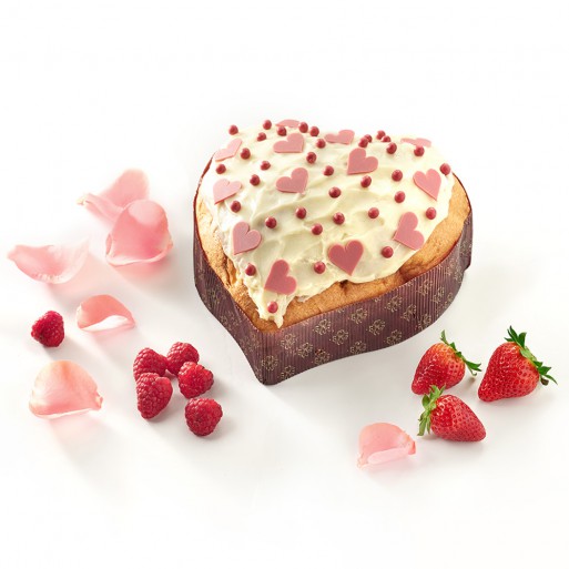 Raspberry Heart with Strawberries and Rose Petals