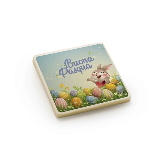 Ceramiche al Cioccolato con Decoro Pasquale "Coniglietto nel Prato"