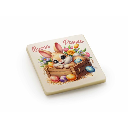 Ceramiche al Cioccolato con Decoro Pasquale "Coniglietto nel Cestino"